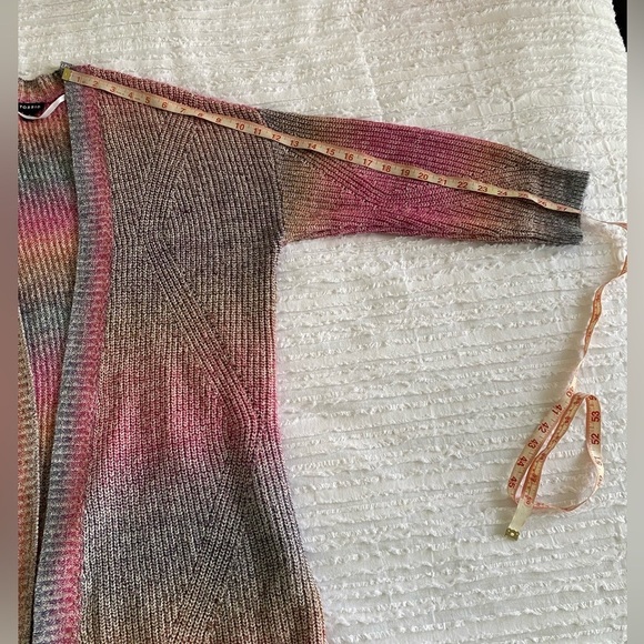 Torrid Pink Mulitcolor Ombre Rainbow Cardigan Chunky Open Sweater 0 Large 12 - Picture 8 of 9